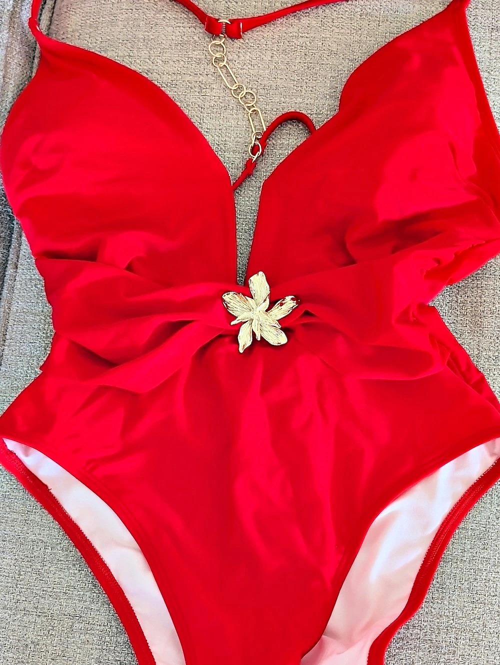 Red One-Piece Swimsuit Like New Worn